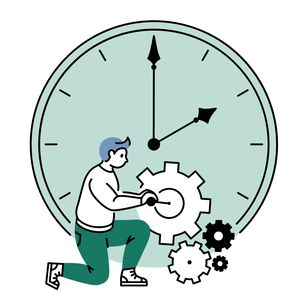 A person winding a clock